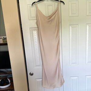 Cream Sleeveless Cowl Neck Midi Dress